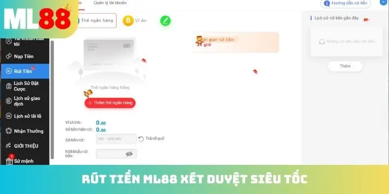 Rút tiền ML88 xét duyệt siêu tốc
