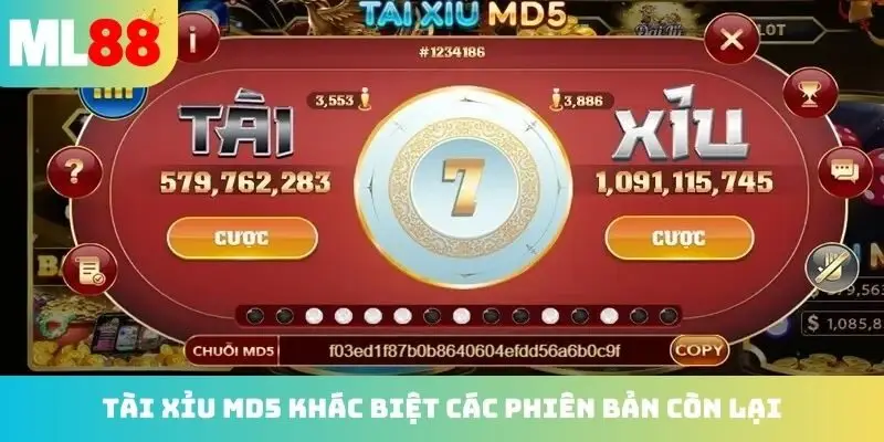 Tài Xỉu MD5 khác biệt các phiên bản còn lại