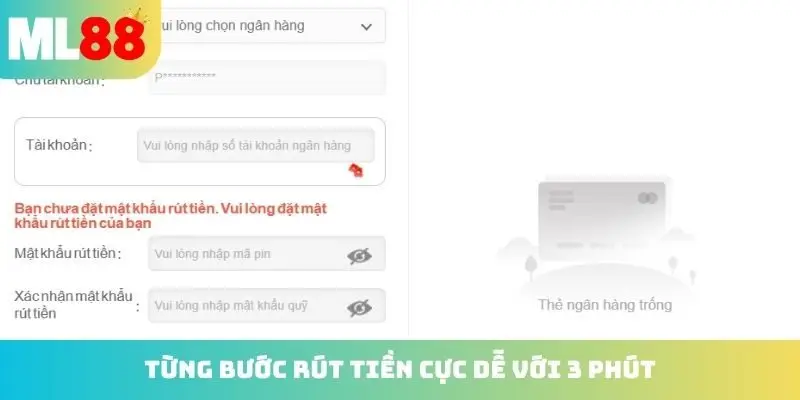 Từng bước rút tiền cực dễ với 3 phút